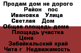 Продам дом не дорого!  › Район ­ пос. Ивановка › Улица ­ Светлая › Дом ­ 5 › Общая площадь дома ­ 89 › Площадь участка ­ 15 › Цена ­ 1 400 000 - Забайкальский край, Чита г. Недвижимость » Дома, коттеджи, дачи продажа   . Забайкальский край,Чита г.